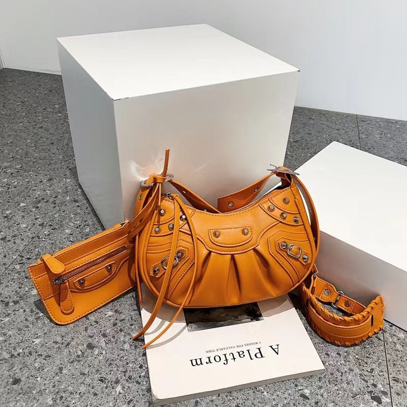 bolsa feminina laranja de couro